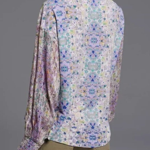 Anthropologie Odetta Embroidered Boho Top Purple Plus 1X Easter Spring Travel - Picture 3 of 11